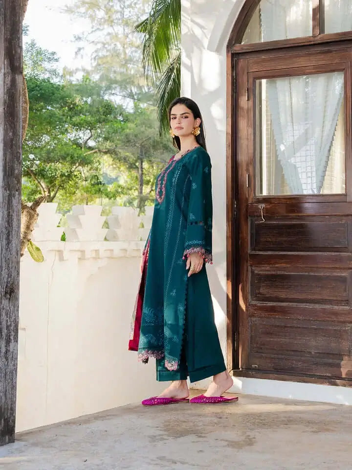 Unstitched Heavy Embroidered Dhanak Suit ( Printed Woolen Shawl )