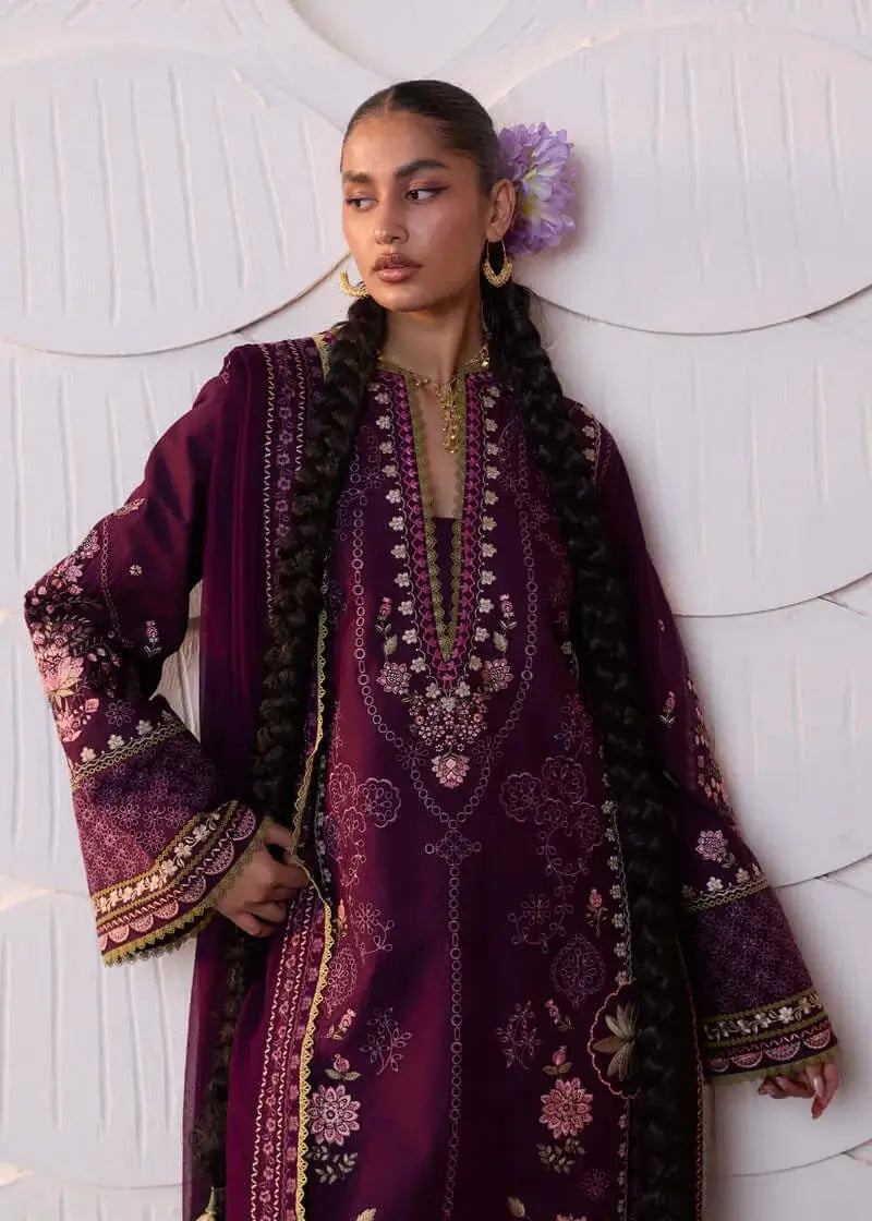 HR-3080 Unstitched Heavy Embroidered Dhanak Suit With Four-sided Embroidered Dhanak Shawl