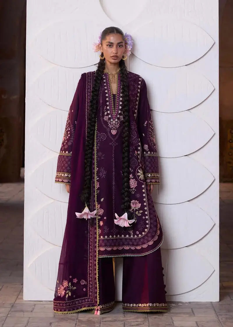 HR-3080 Unstitched Heavy Embroidered Dhanak Suit With Four-sided Embroidered Dhanak Shawl