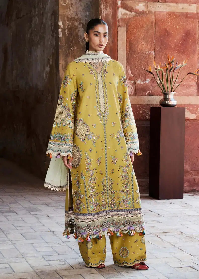 HR-3040 Unstitched Heavy Embroidered Dhanak Suit With Four-sided Embroidered Chiffon Dupatta