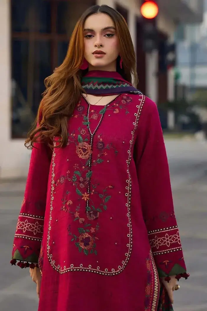 CZ-2980 Unstitched Heavy Embroidered Dhanak Suit ( Printed Woolen Shawl )