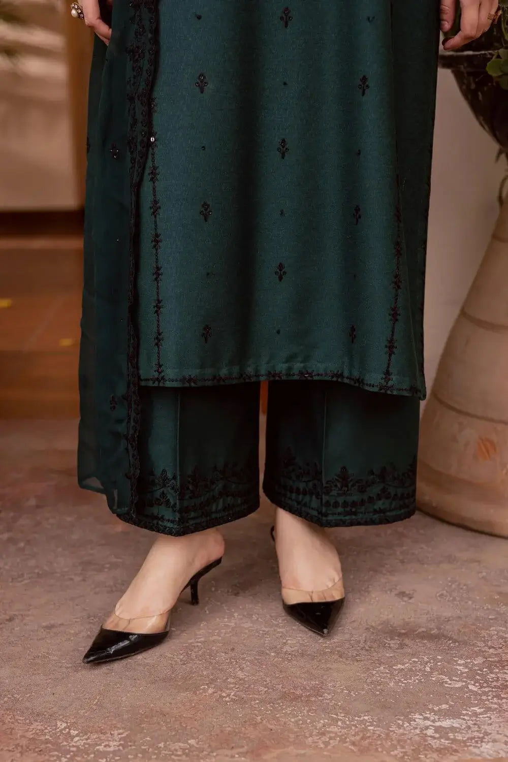 BT-3085 Unstitched Heavy Embroidered Dhanak Suit With Four-sided Embroidered Dhanak Shawl
