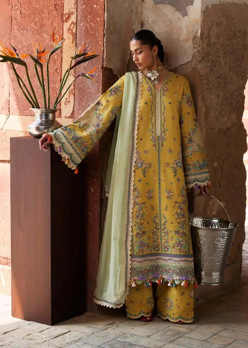 HR-3040 Unstitched Heavy Embroidered Dhanak Suit With Four-sided Embroidered Chiffon Dupatta