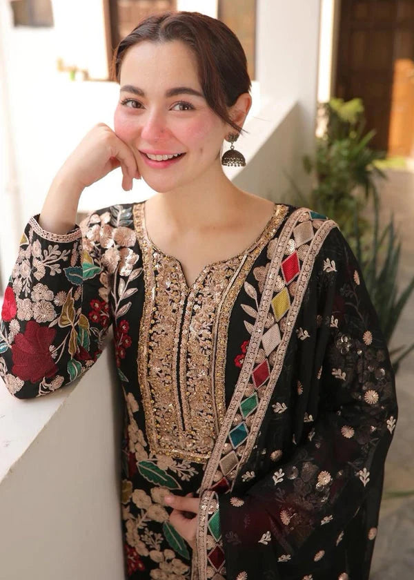 RR-2935 Unstitched Embroidered Dhanak Suit With Embroidered Chiffon Dupatta