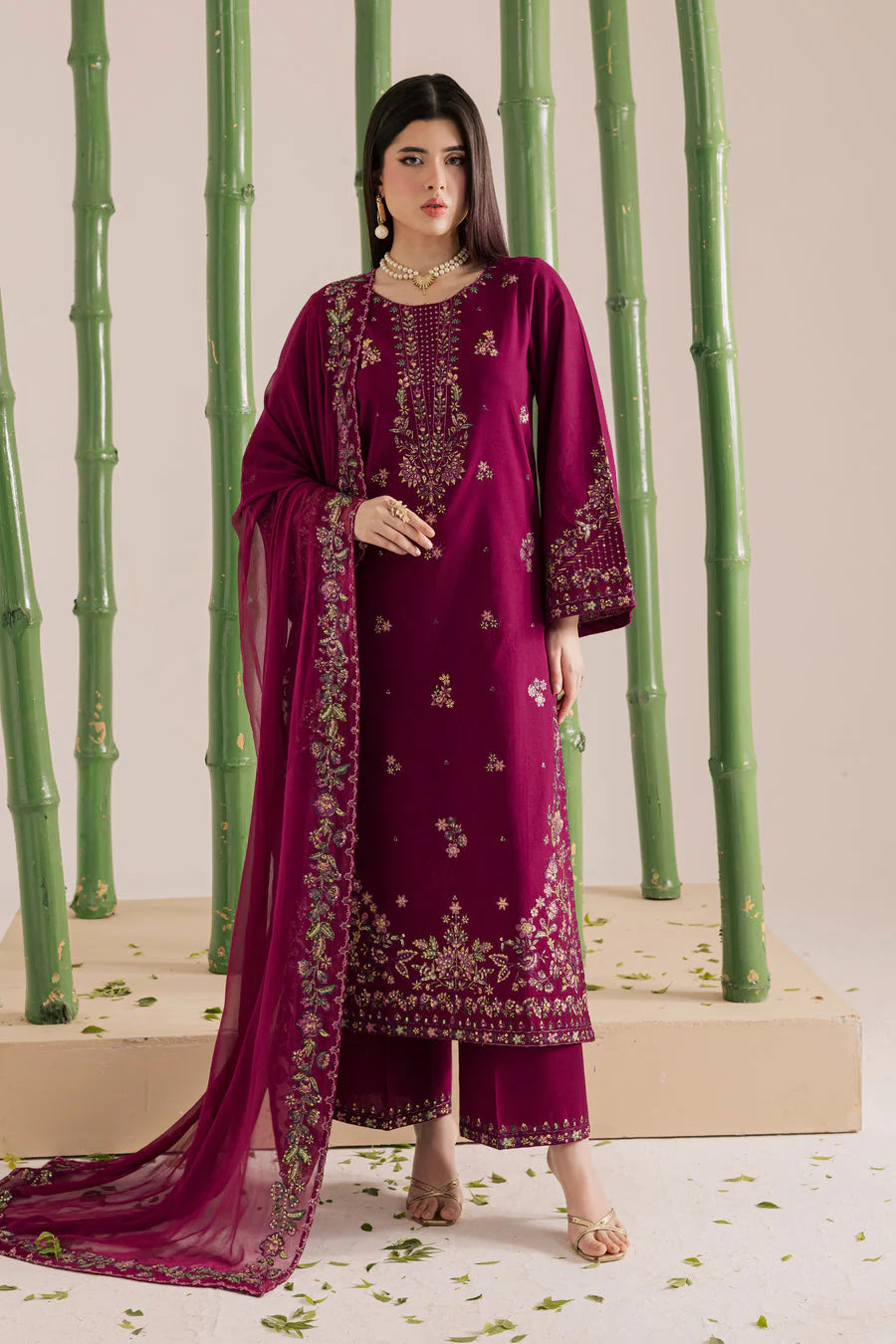 BT-2860 Lawn Unstitched Fully Embroidered With Embroidered Chiffon Dupatta