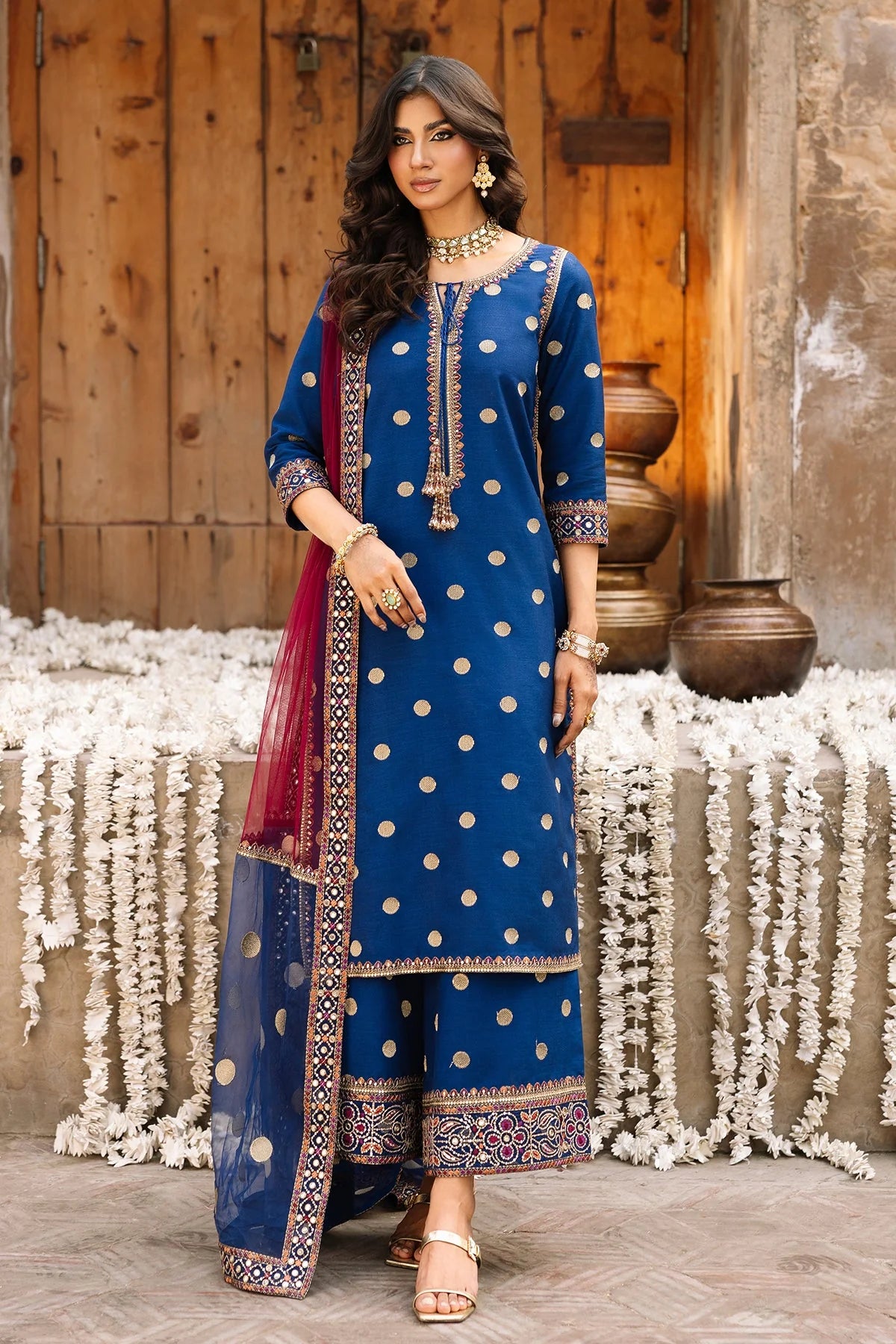 CZ-3130 Dhanak Unstitched Fully Embroidered Suit With Embroidered Organza Dupatta (Ready to Wear)