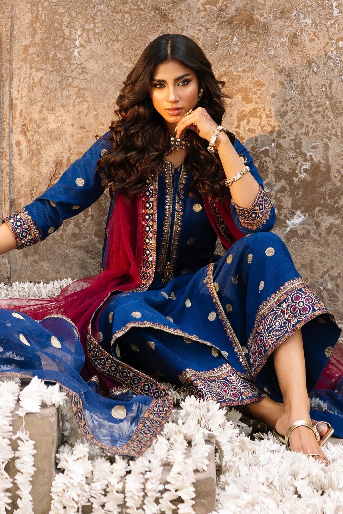CZ-3130 Dhanak Unstitched Fully Embroidered Suit With Embroidered Organza Dupatta (Ready to Wear)