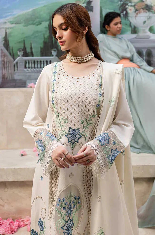 MR-2730 3 Piece -Unstitched Luxury Embroidered Lawn Fabric Embroidered Lawn Dupatta