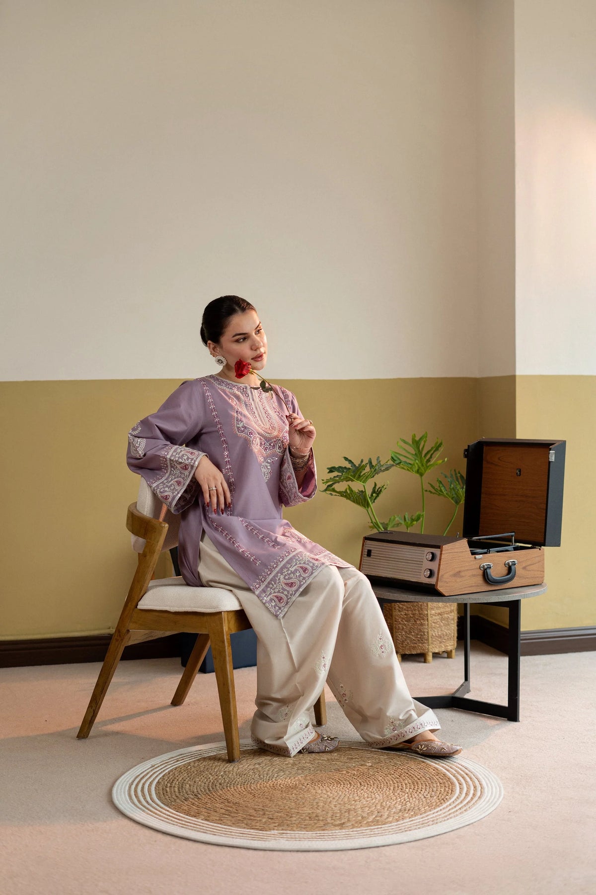 2 Piece - Unstitched Fully Embroidered Dhanak Suit With Embroidered Trouser