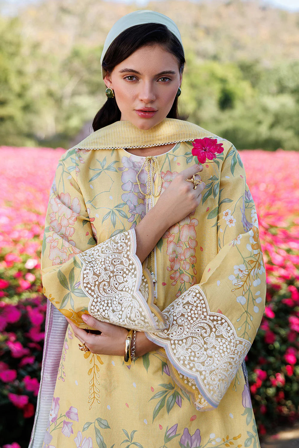 JZ-205 Unstitched Printed Lawn Shirt With Printed Lawn Dupatta