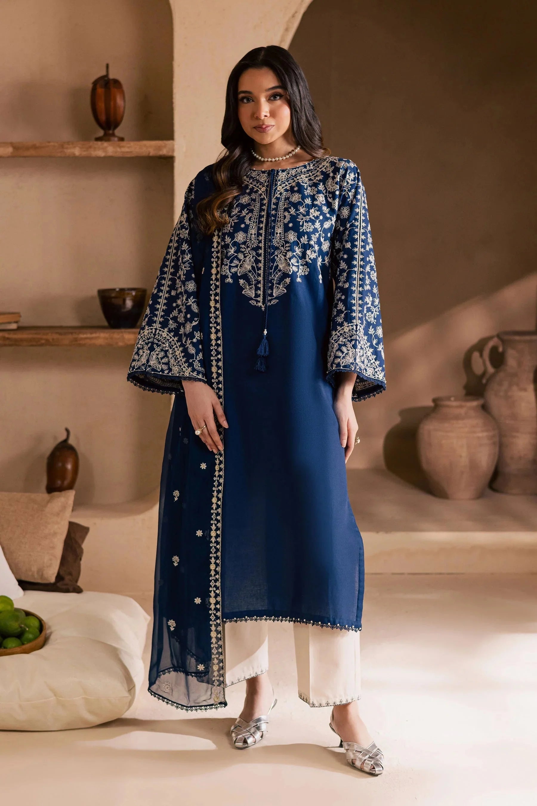 iece - Unstitched Embroidered Lawn Fabric with Embroidered Chiffon Dupatta
