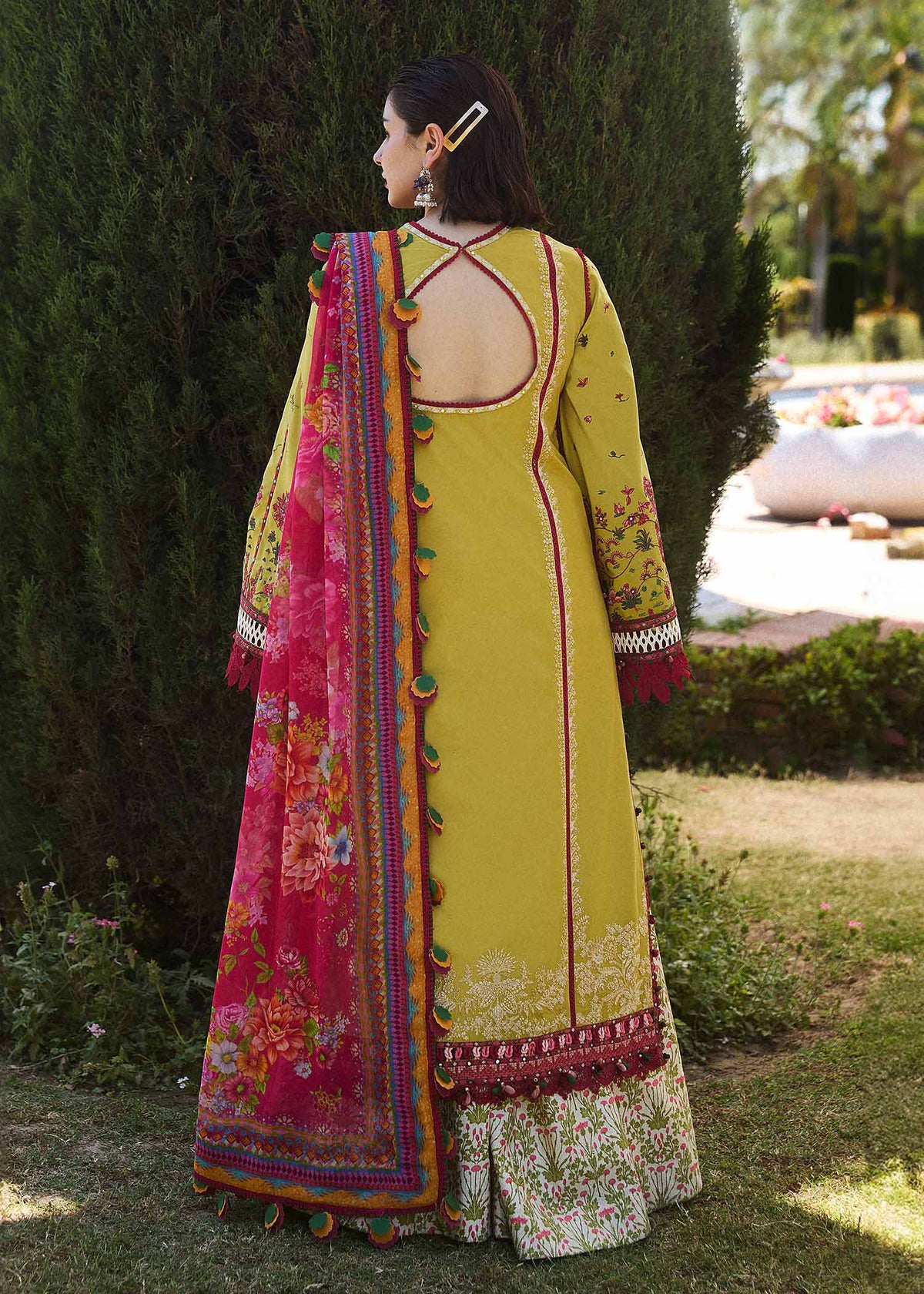 Unstitched Fully Embroidered Dhanak Suit With Printed Shawl