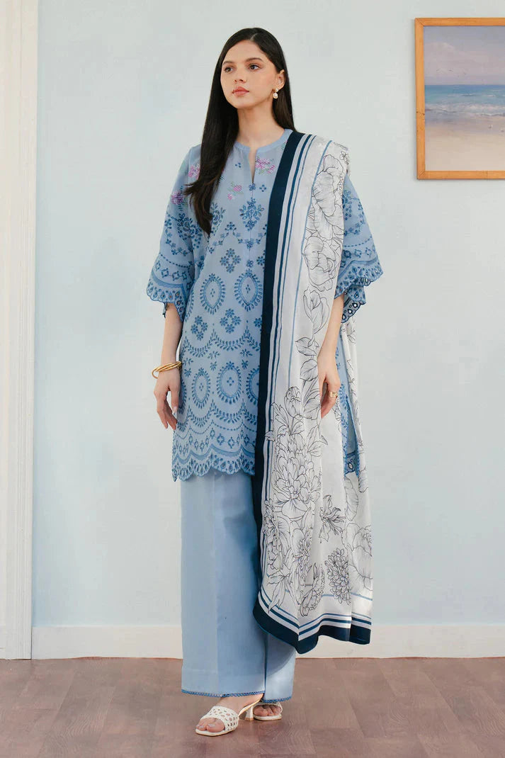 CO 2610 Unstitched Fully Embroided Lawn Suit With Printed Polly Lawn Dupatta