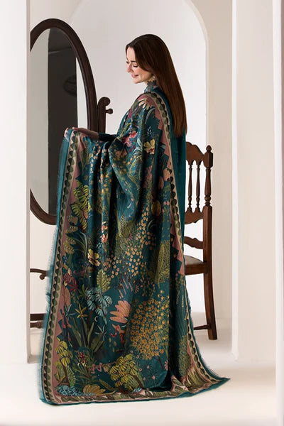 SN-61 Dhanak Embroidered Suit With Digital Printed Wool Shawl