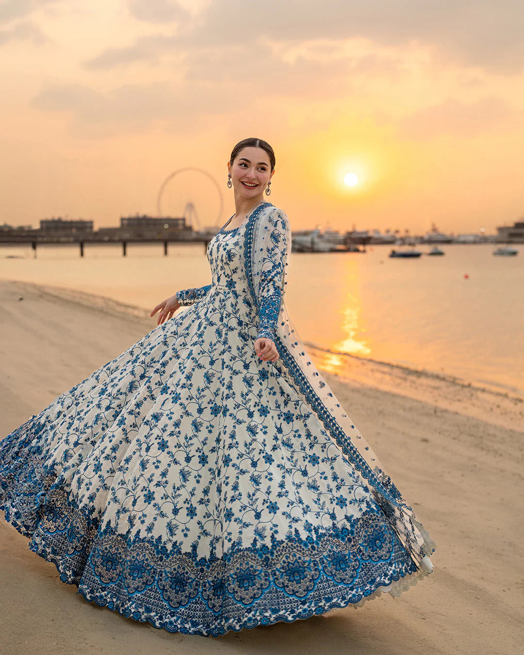 Faiza Saqlain- Lawn Embroidered Shirt With Embroidered Organza Dupatta