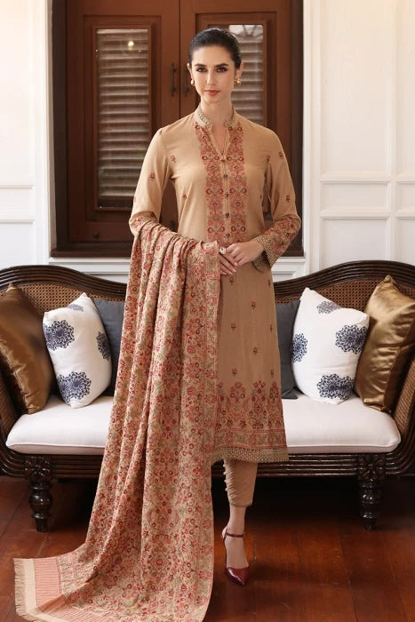 BR-685 Unstitched Heavy Embroidered Dhanak Suit Embroidered Dhanak Shawl