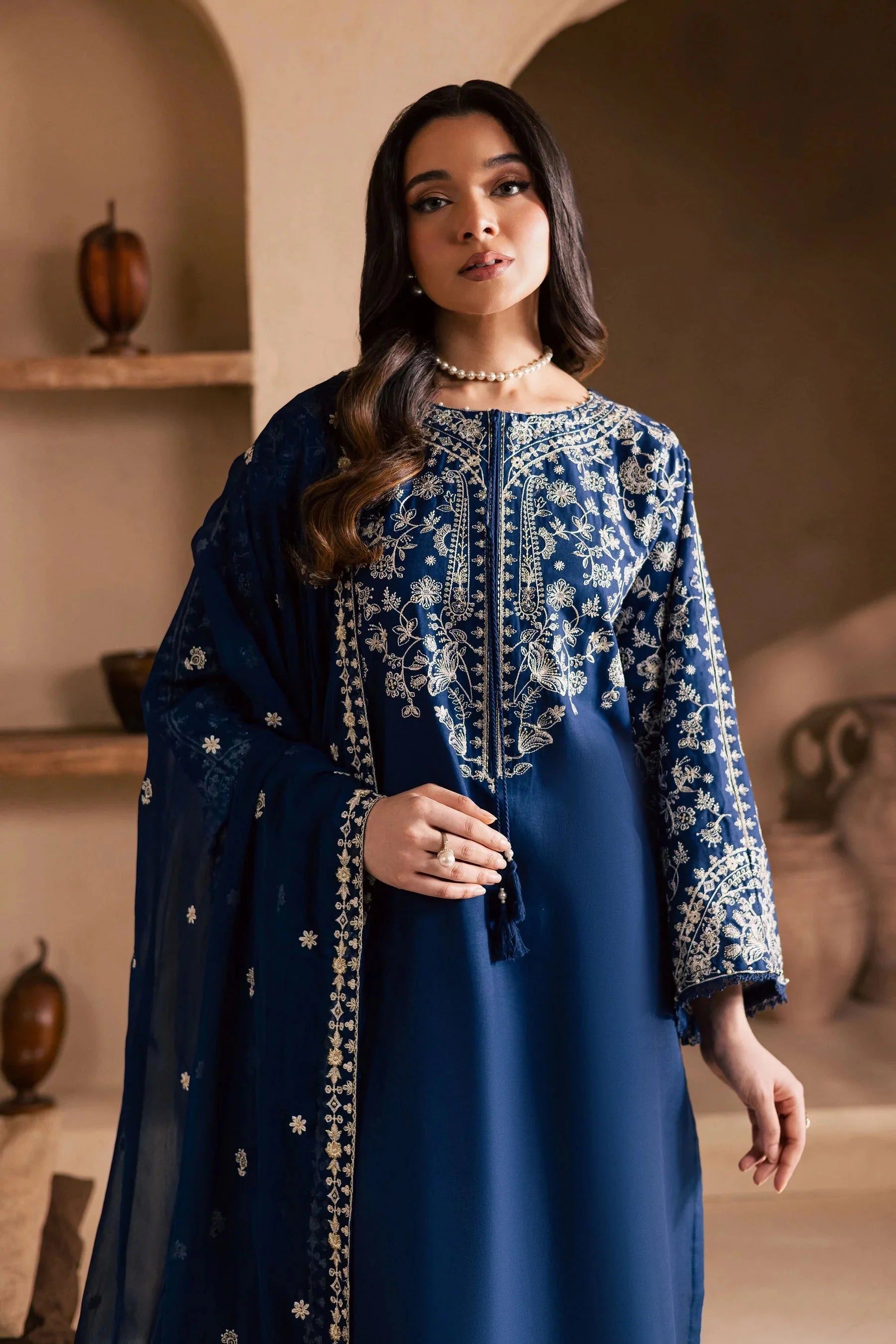 iece - Unstitched Embroidered Lawn Fabric with Embroidered Chiffon Dupatta