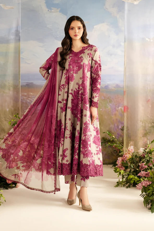Digital Printed Khaddar Suit 3pc with Khaddar Digital Printed Dupatta & Embroidered Patches