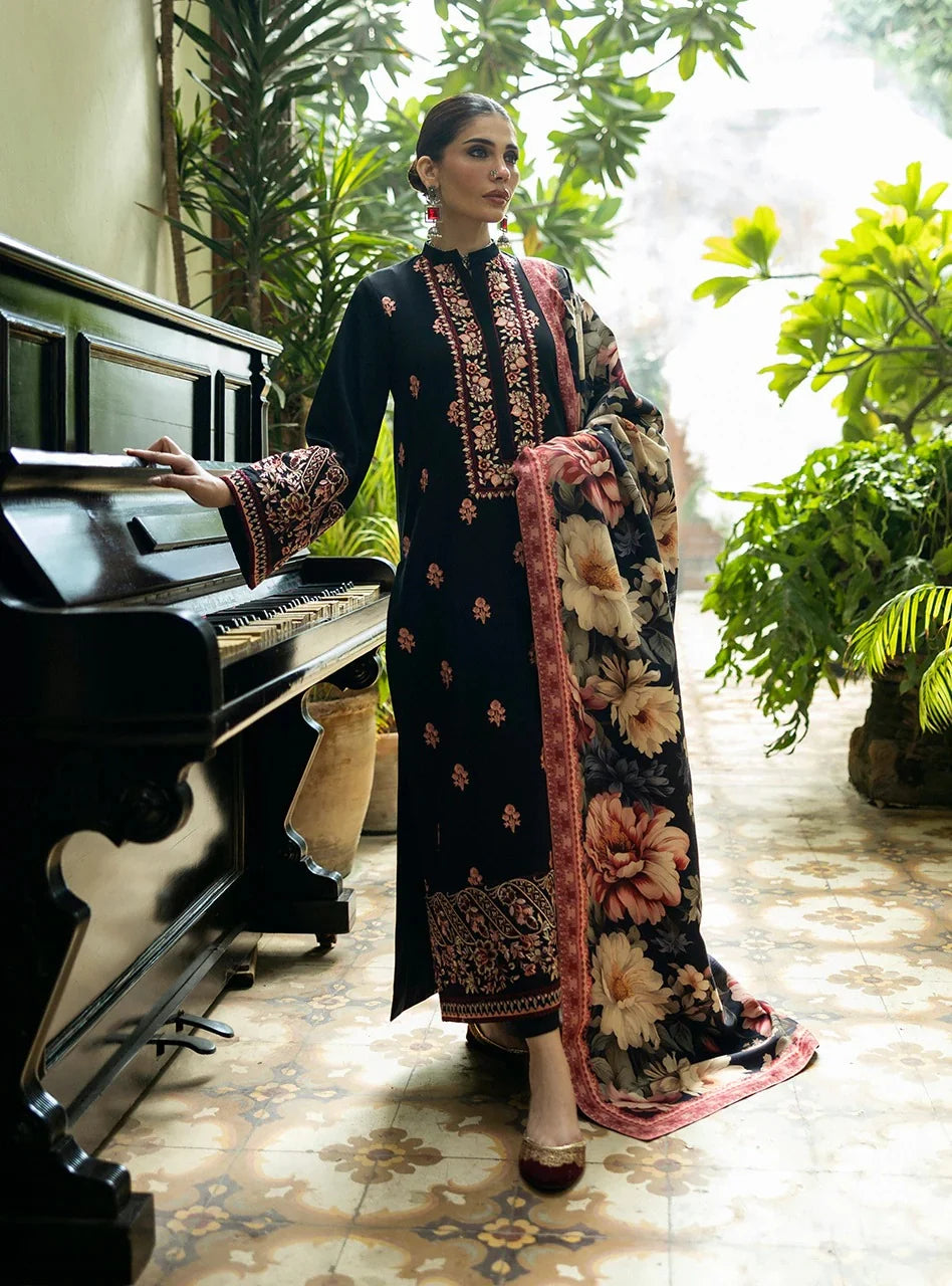 Unstitched Fully Embroidered Dhanak Suit Printed Wool Shawl