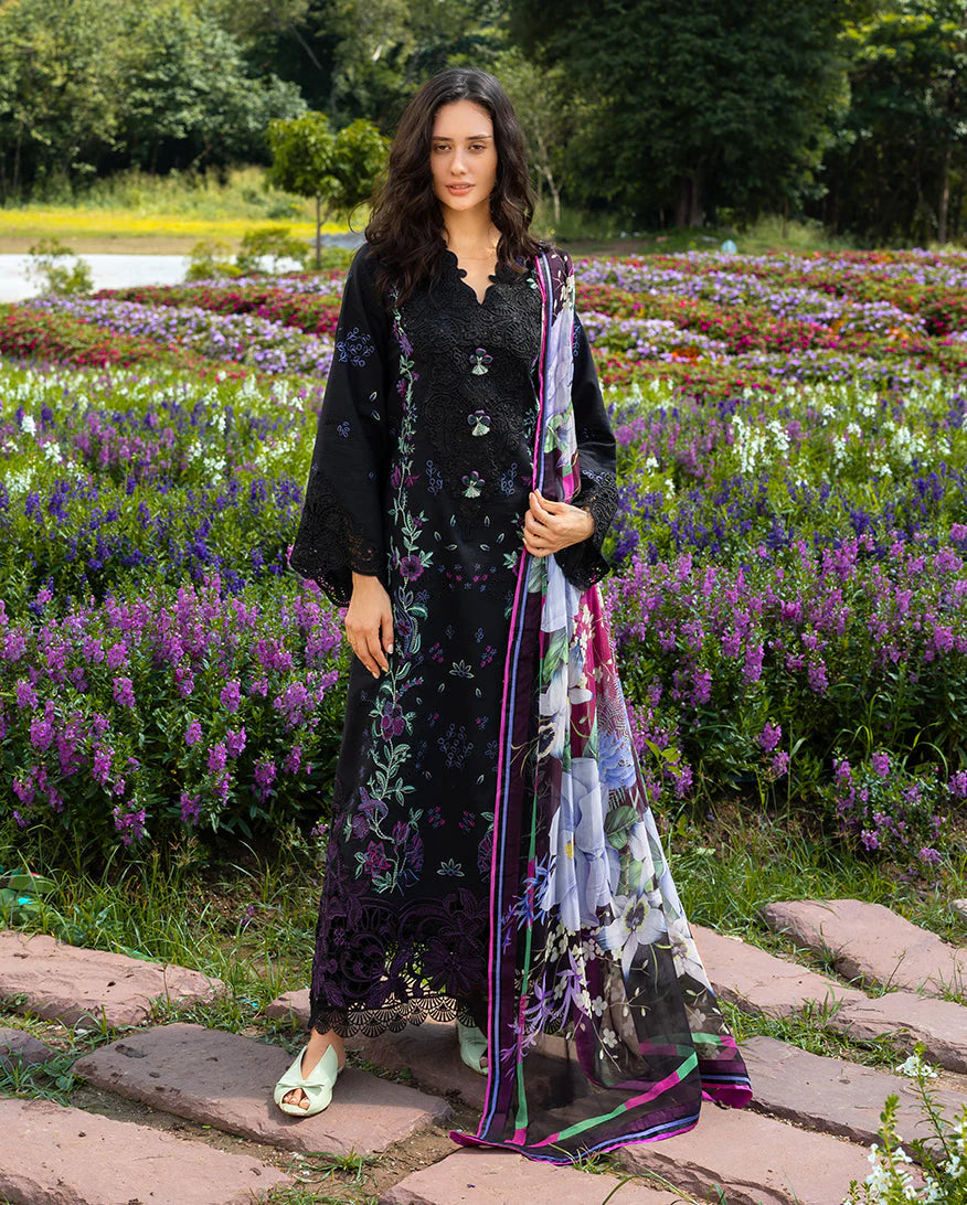 MR-2745 Lawn Unstitched Embroidered Shirt With Printed Chiffon Dupatta