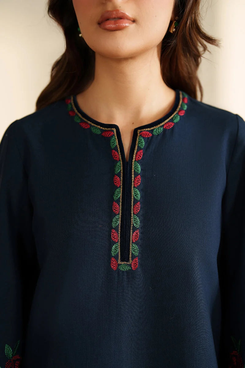 SP-155 Unstitched Fully Embroidered Dhanak Suit With Dhanak Shawl with Velvet Patch