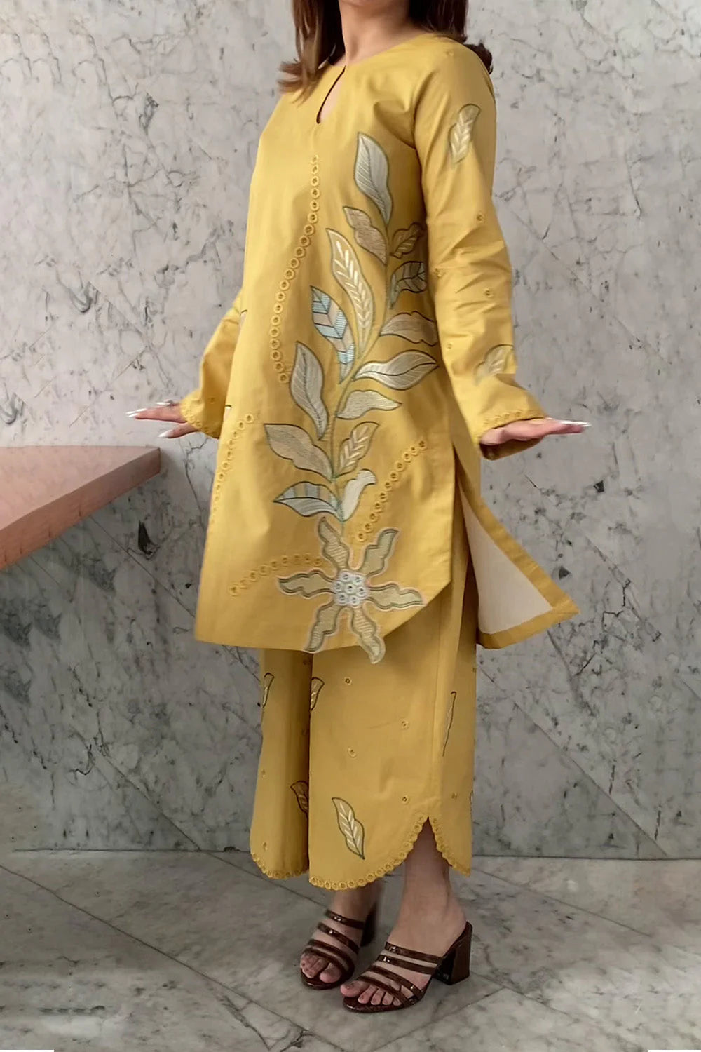 2 Piece-Unstitched Embroidered Lawn With Lawn Embroidered Trouser