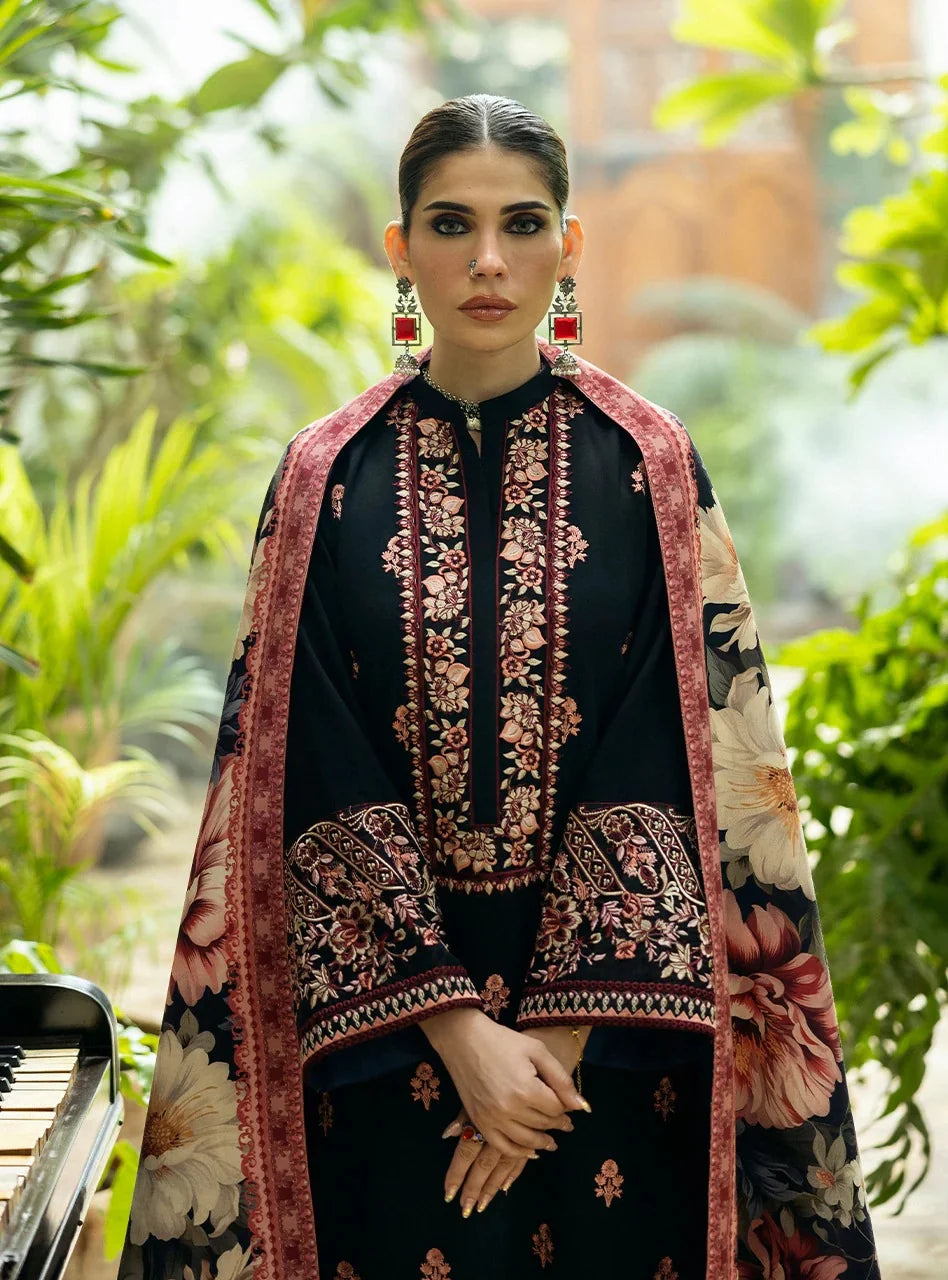 Unstitched Fully Embroidered Dhanak Suit Printed Wool Shawl