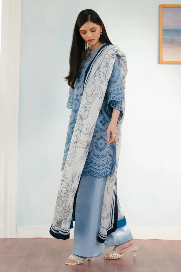 CO 2610 Unstitched Fully Embroided Lawn Suit With Printed Polly Lawn Dupatta