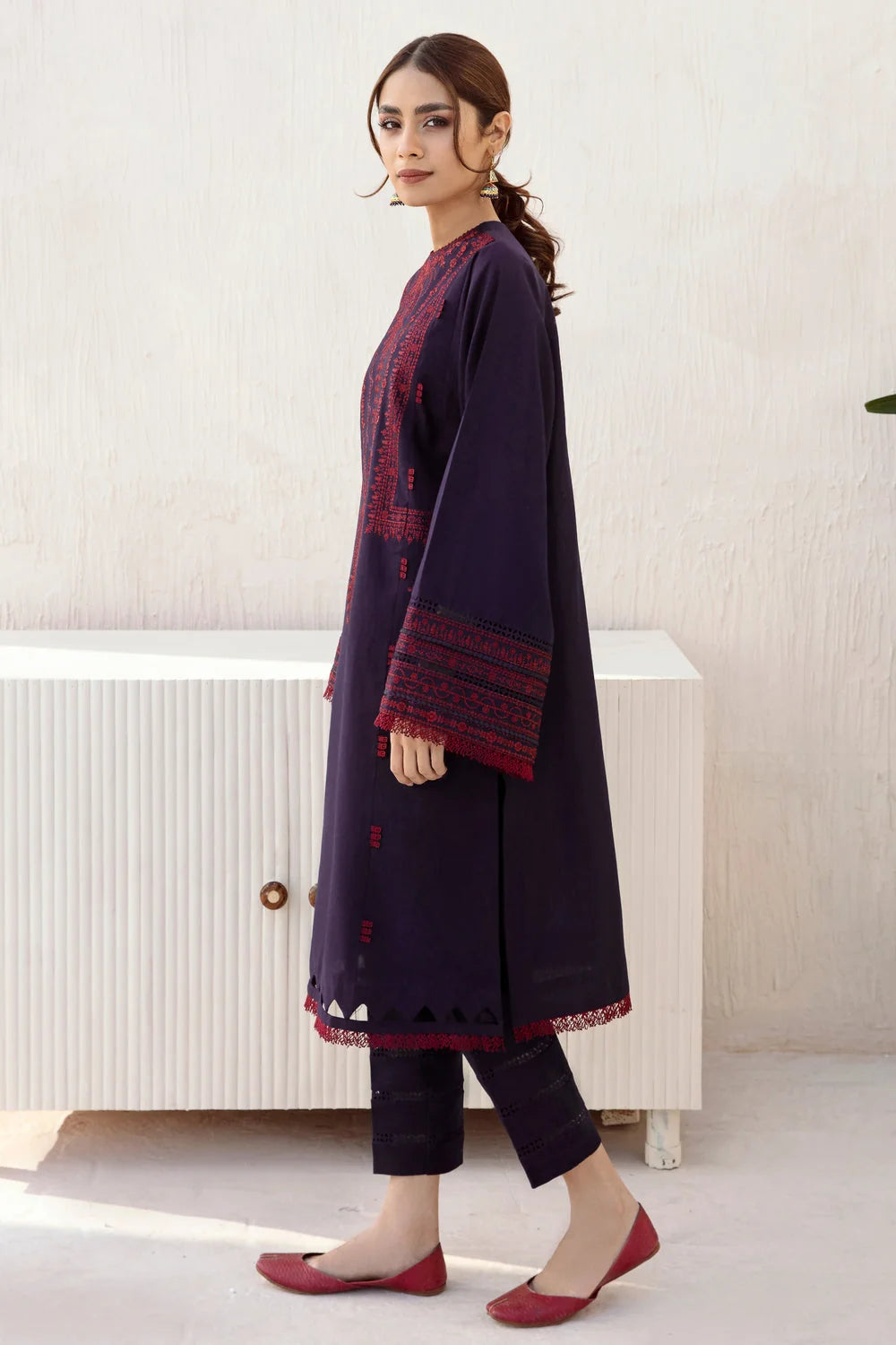JZ-2910 Unstitched Embroidered Dhanak Suit With Plain Dhanak Shawl