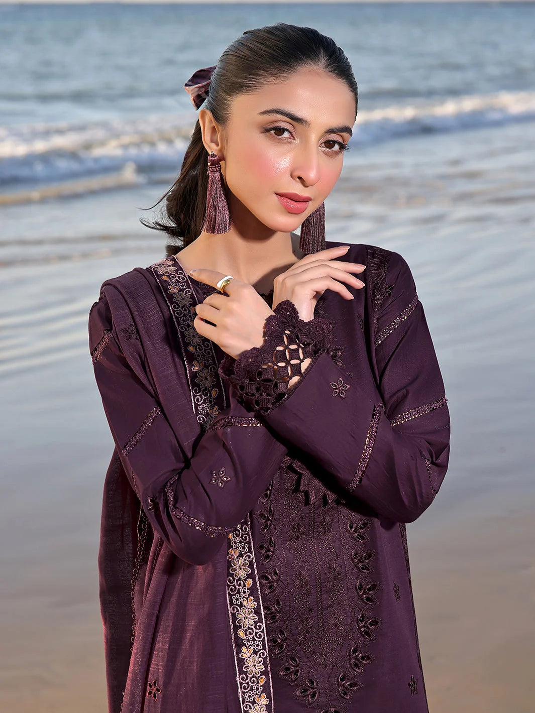 IZ-813 Unstitched Fully Embroided Dhanak Suit With Embroided Dhanak Dupatta