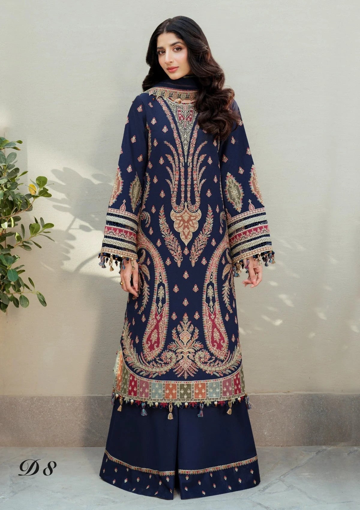 JZ-2990 Unstitched Heavy Embroidered Dhanak Suit With Dhanak Embroidered Shawl )