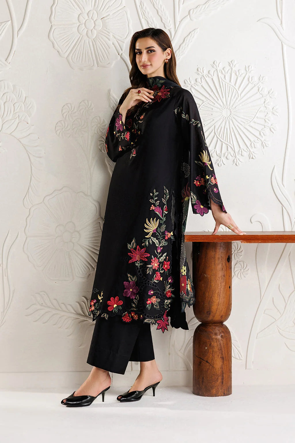 IZ-2955 Unstitched Embroidered Dhanak Suit With Printed Shawl