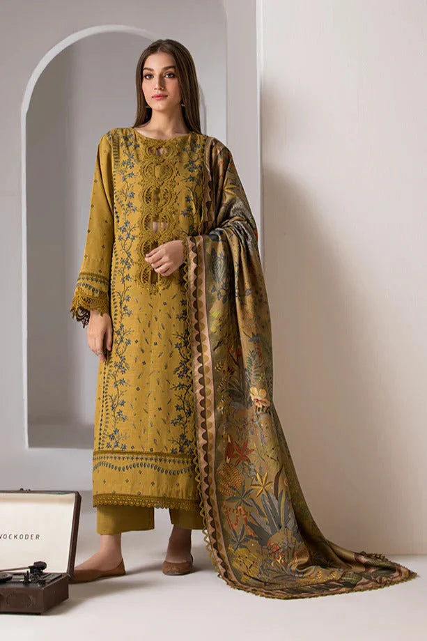 SN-59 Dhanak Embroidered Suit With Digital Printed Wool Shawl