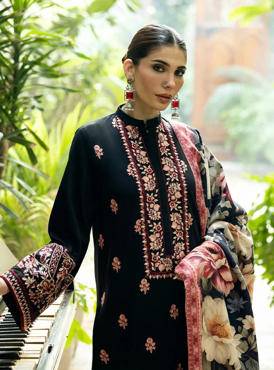 Unstitched Fully Embroidered Dhanak Suit Printed Wool Shawl