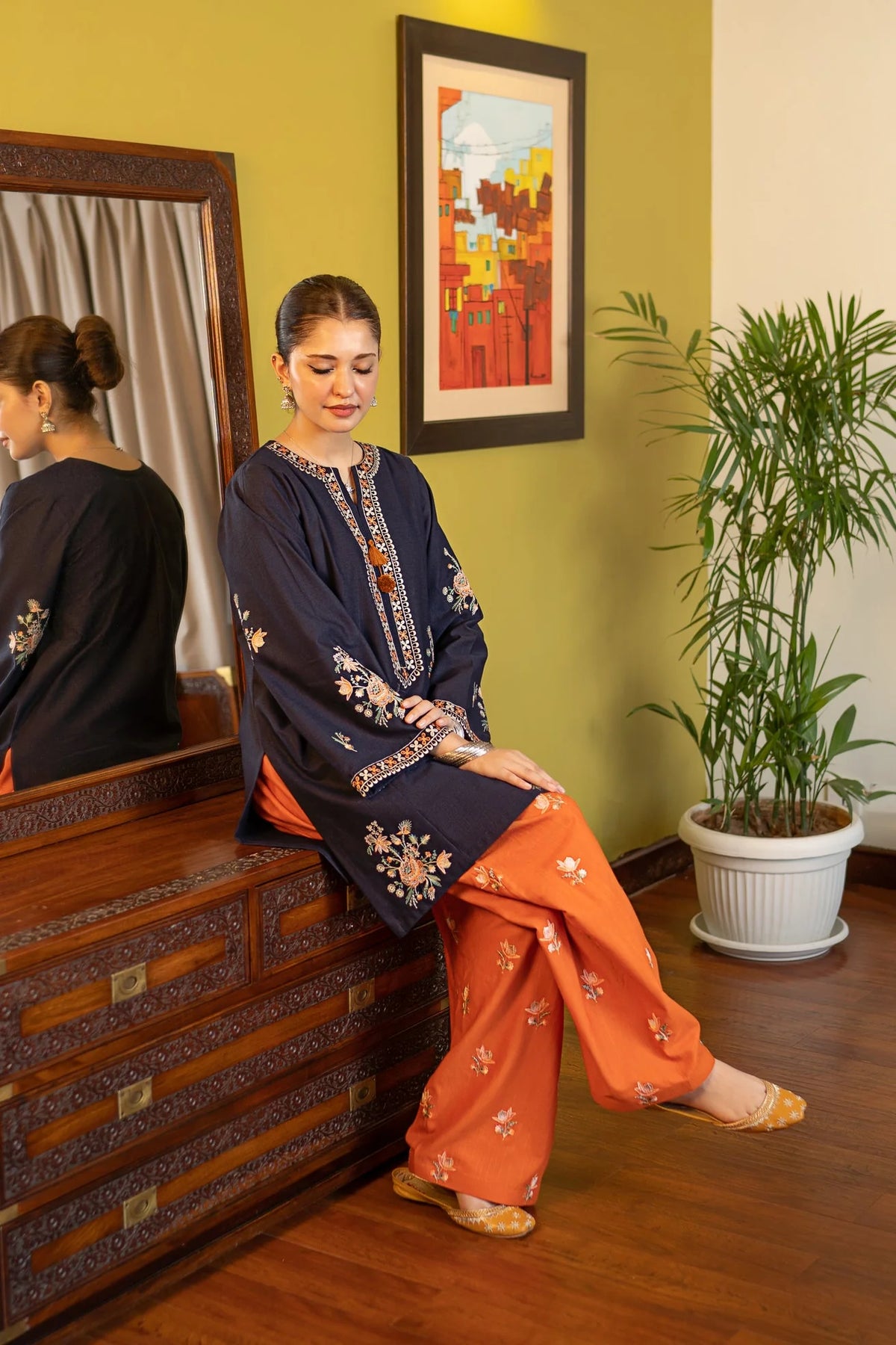 2 Piece - Unstitched Fully Embroidered Dhanak Suit With Embroidered Trouser