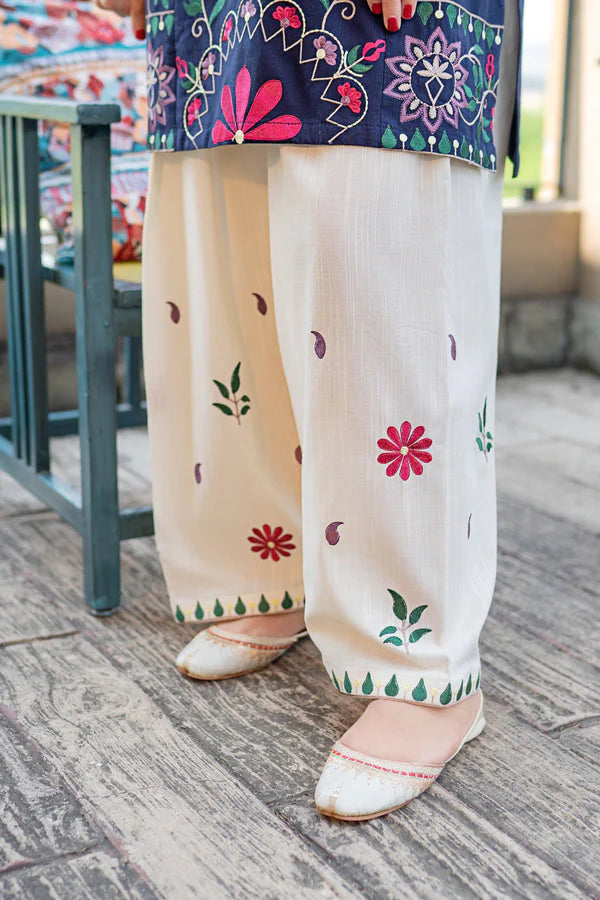 MB-70 Lawn 2-Pic-Unstitched Embroidered Shirt With Embroidered Trouser