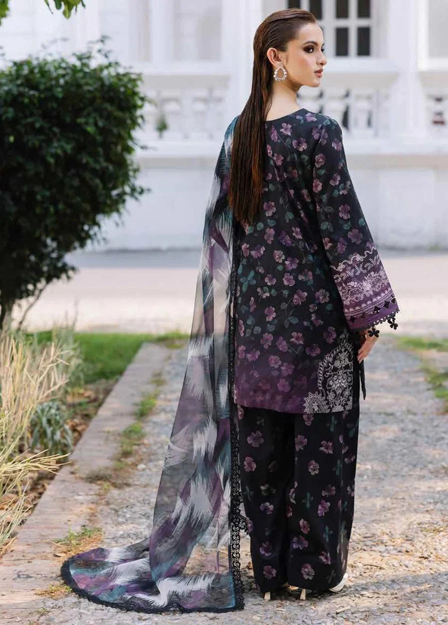BQ-32 Digital Printed Khaddar Suit 3pc with Khaddar Digital Printed Dupatta & Embroidered Patches