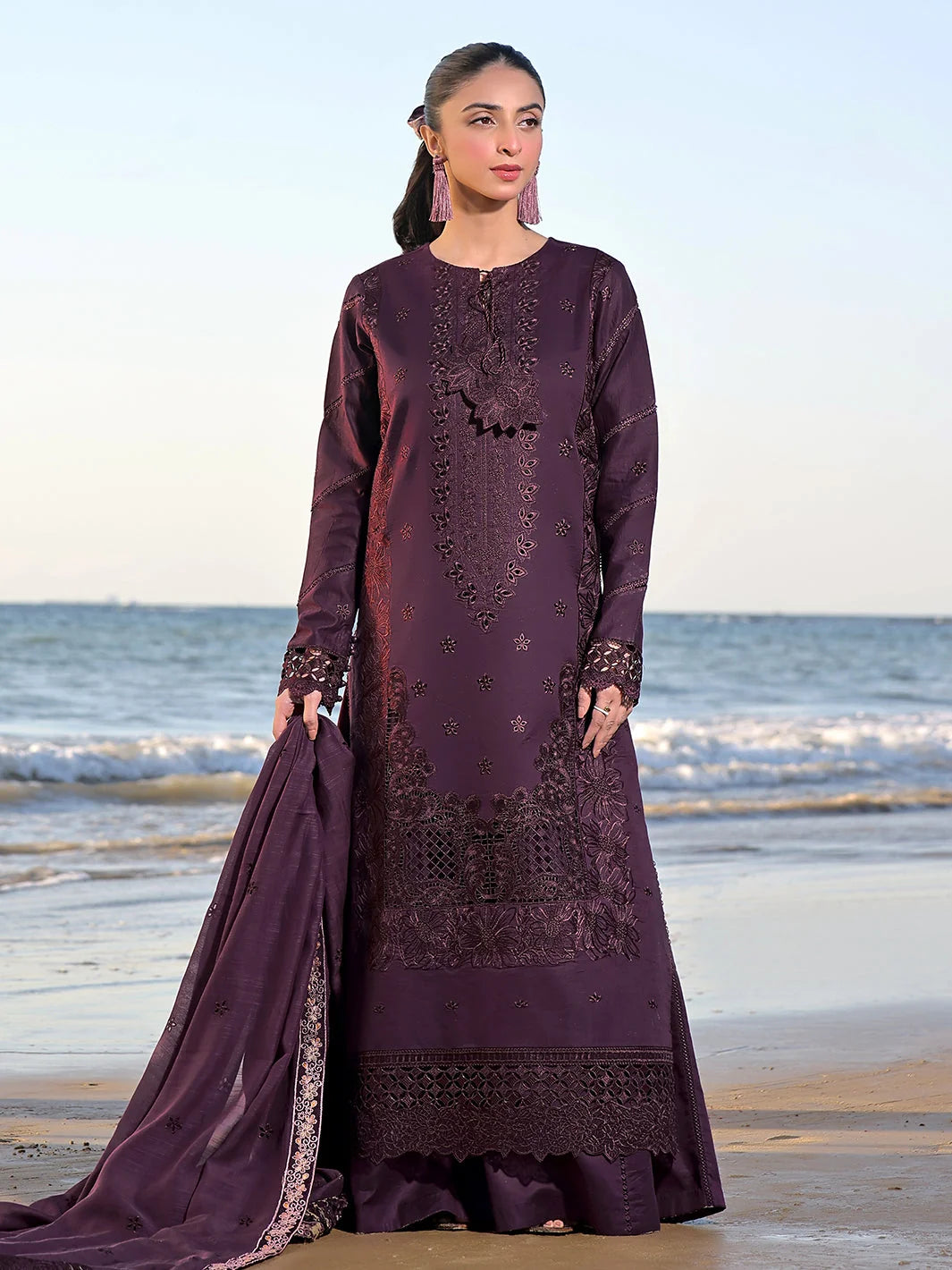 IZ-813 Unstitched Fully Embroided Dhanak Suit With Embroided Dhanak Dupatta