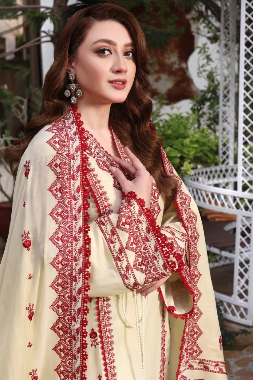Unstitched Fully Embroidered Dhanak Suit With Embroidered Dhanak Shawl