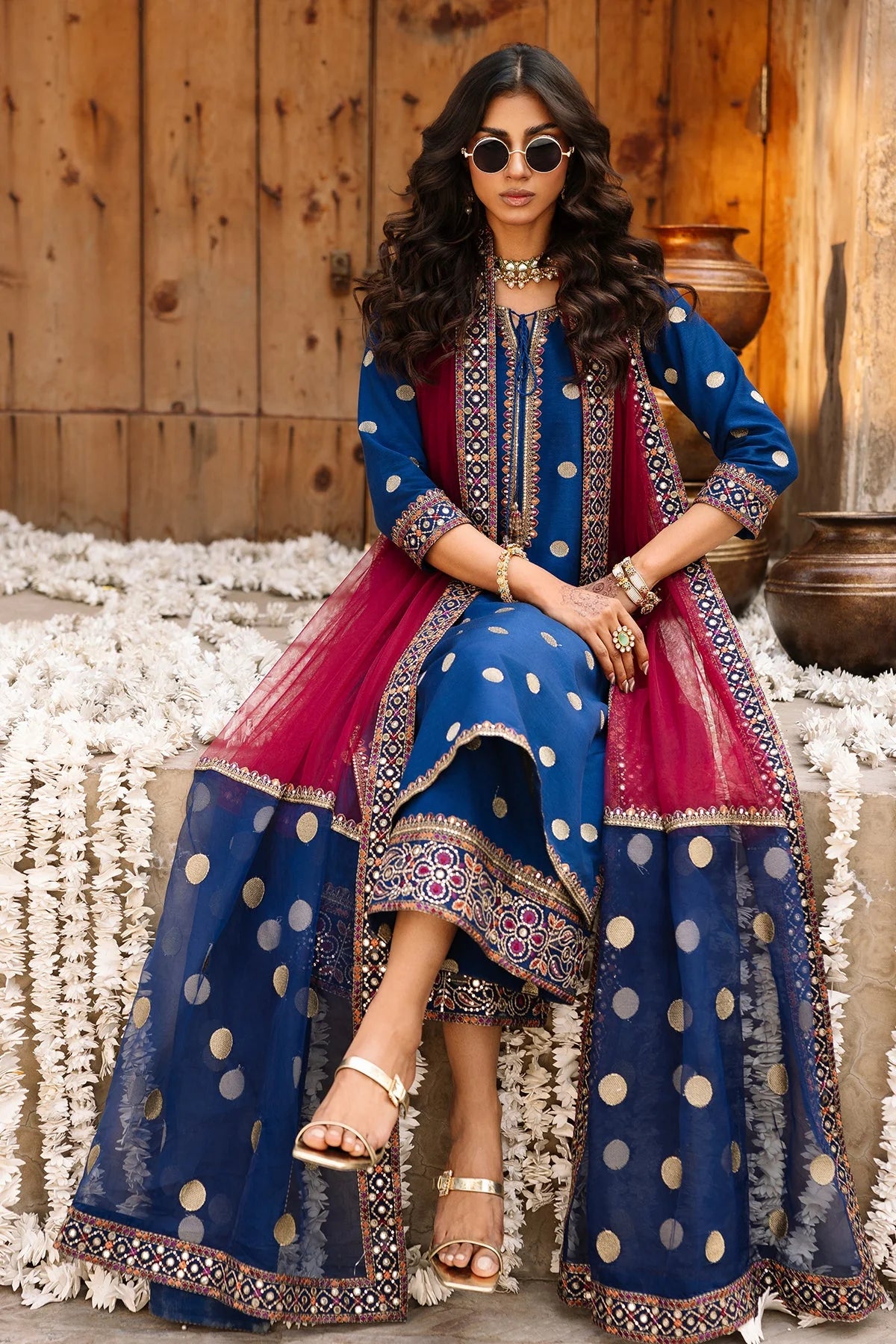 CZ-3130 Dhanak Unstitched Fully Embroidered Suit With Embroidered Organza Dupatta (Ready to Wear)