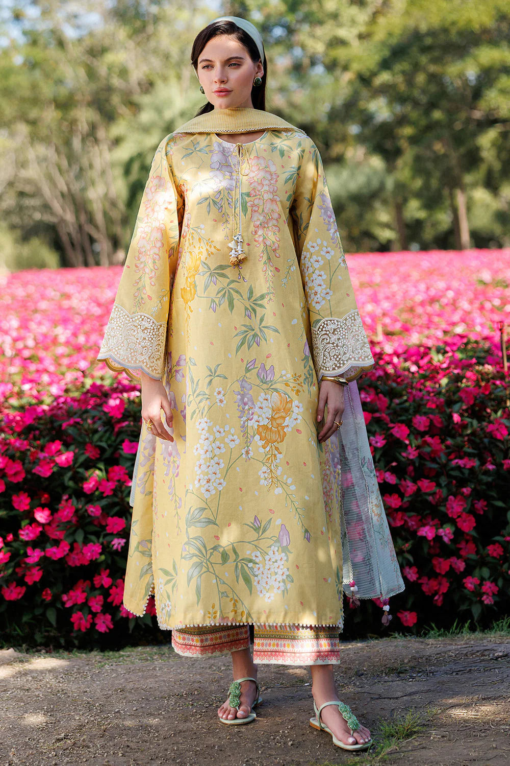 JZ-205 Unstitched Printed Lawn Shirt With Printed Lawn Dupatta