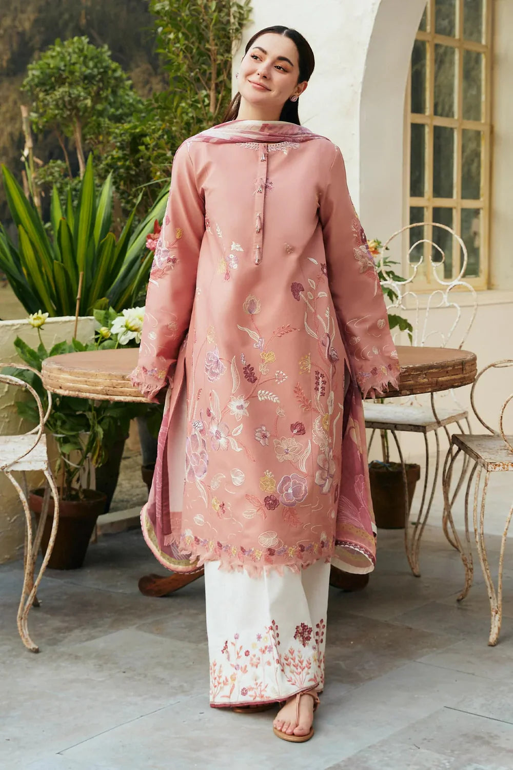 ZS-2755 Lawn Unstitched Fully Embroidered Shirt With Printed Monar Dupatta