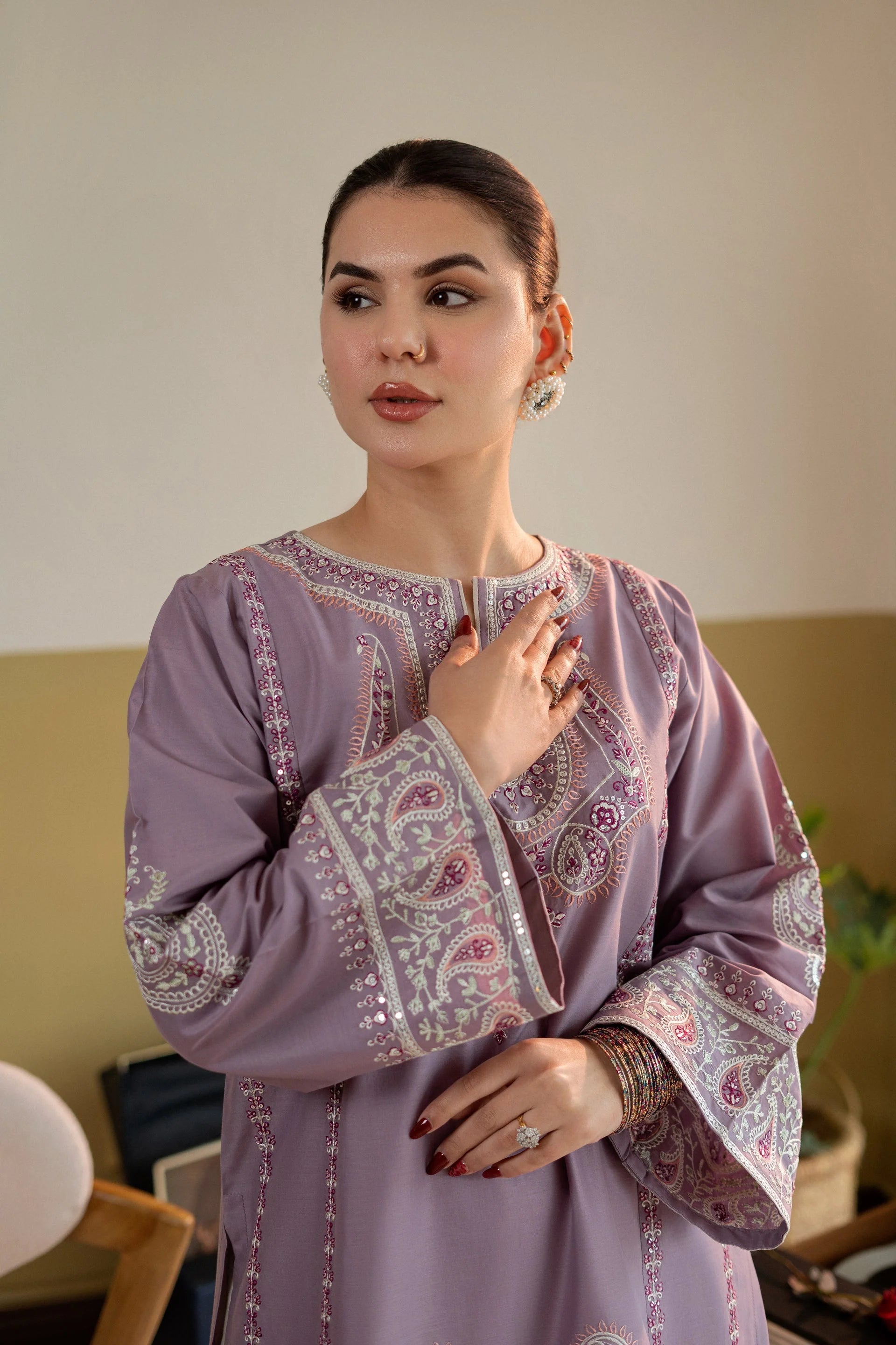 2 Piece-Unstitched Embroidered Lawn With Lawn Embroidered Trouser