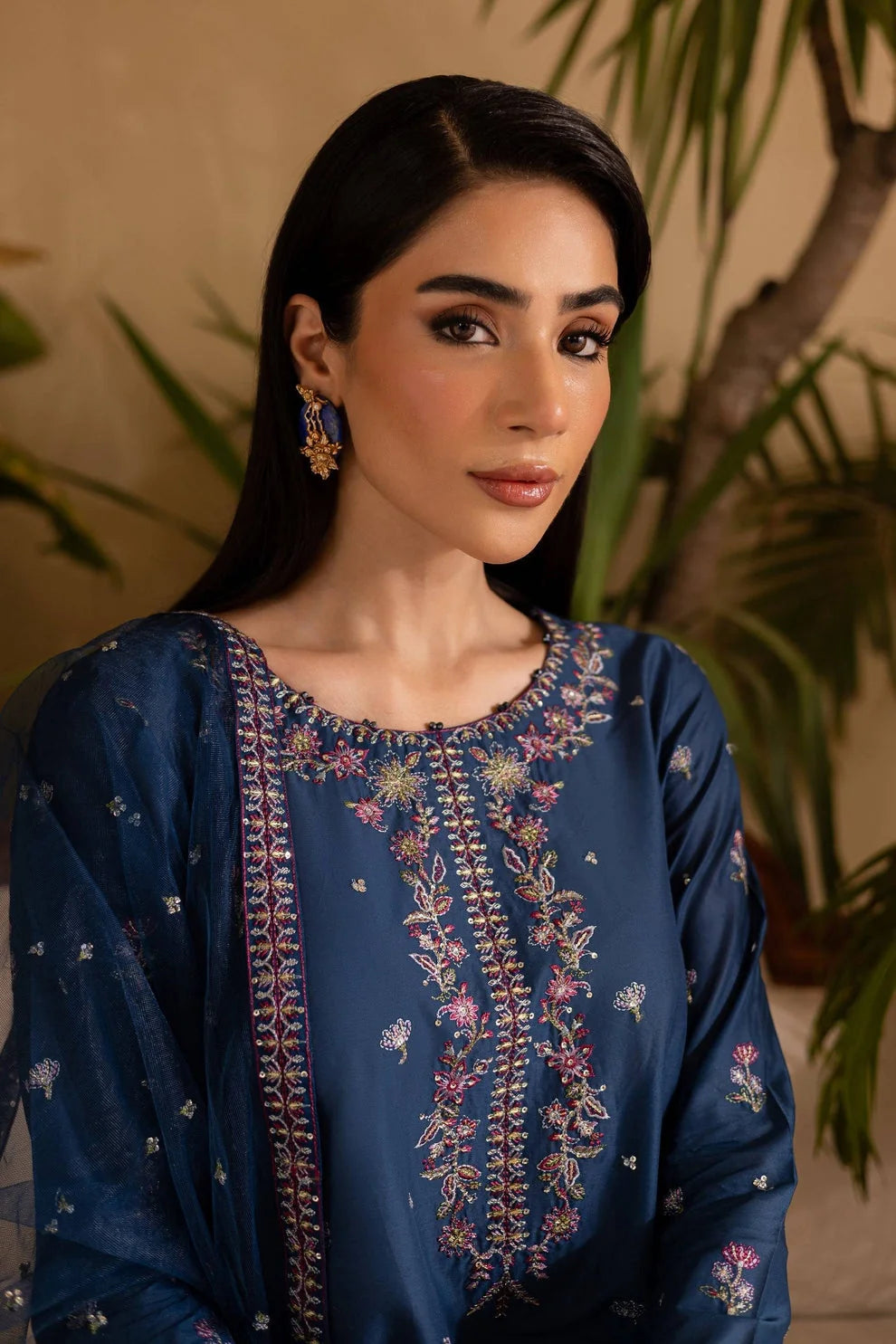 BT-2940 Unstitched Heavy Embroidered Dhanak Suit With Embroidered Chiffon Dupatta)