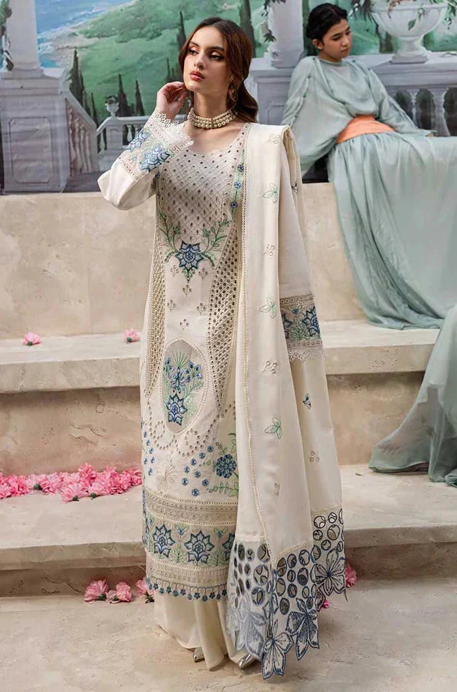MR-2730 3 Piece -Unstitched Luxury Embroidered Lawn Fabric Embroidered Lawn Dupatta