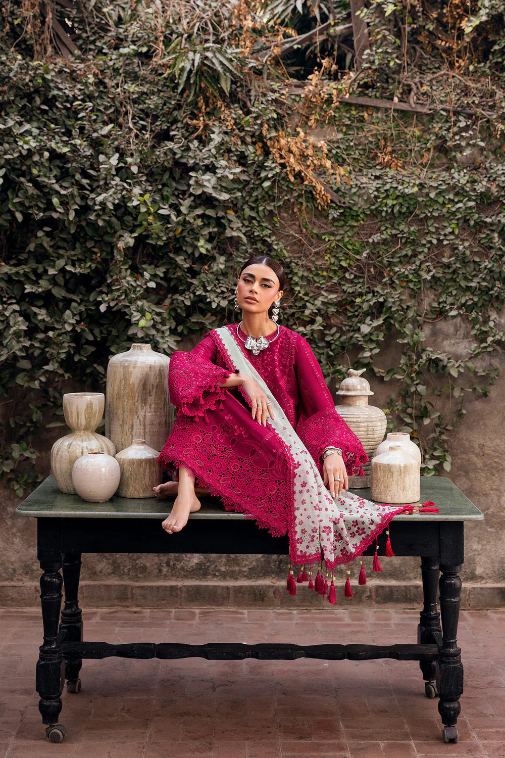 JZ-2760 Lawn Unstitched Luxury Embroidered Shirt With Printed Monar Dupatta