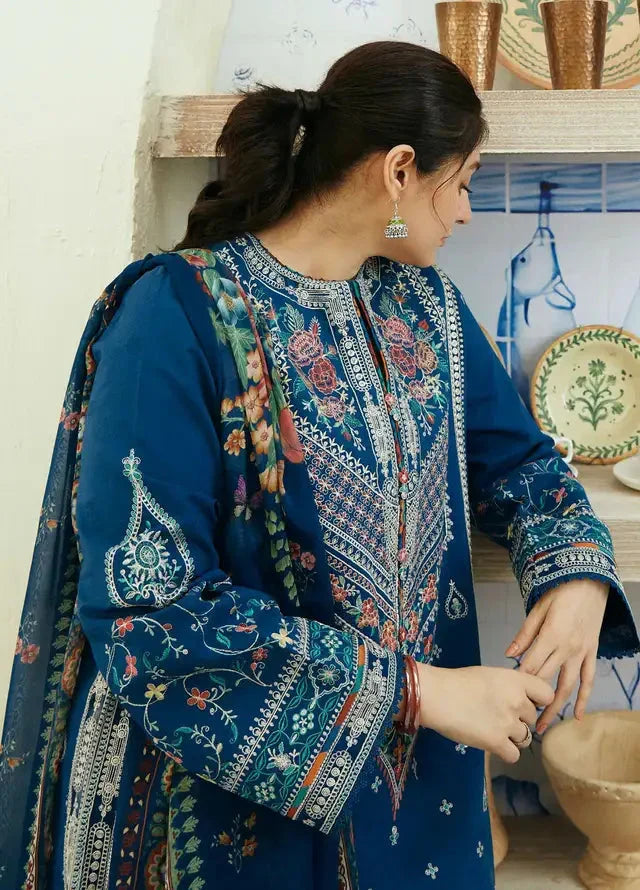 ZS-50 Dhanak Embroidered 3pc With Printed Wool Shawl