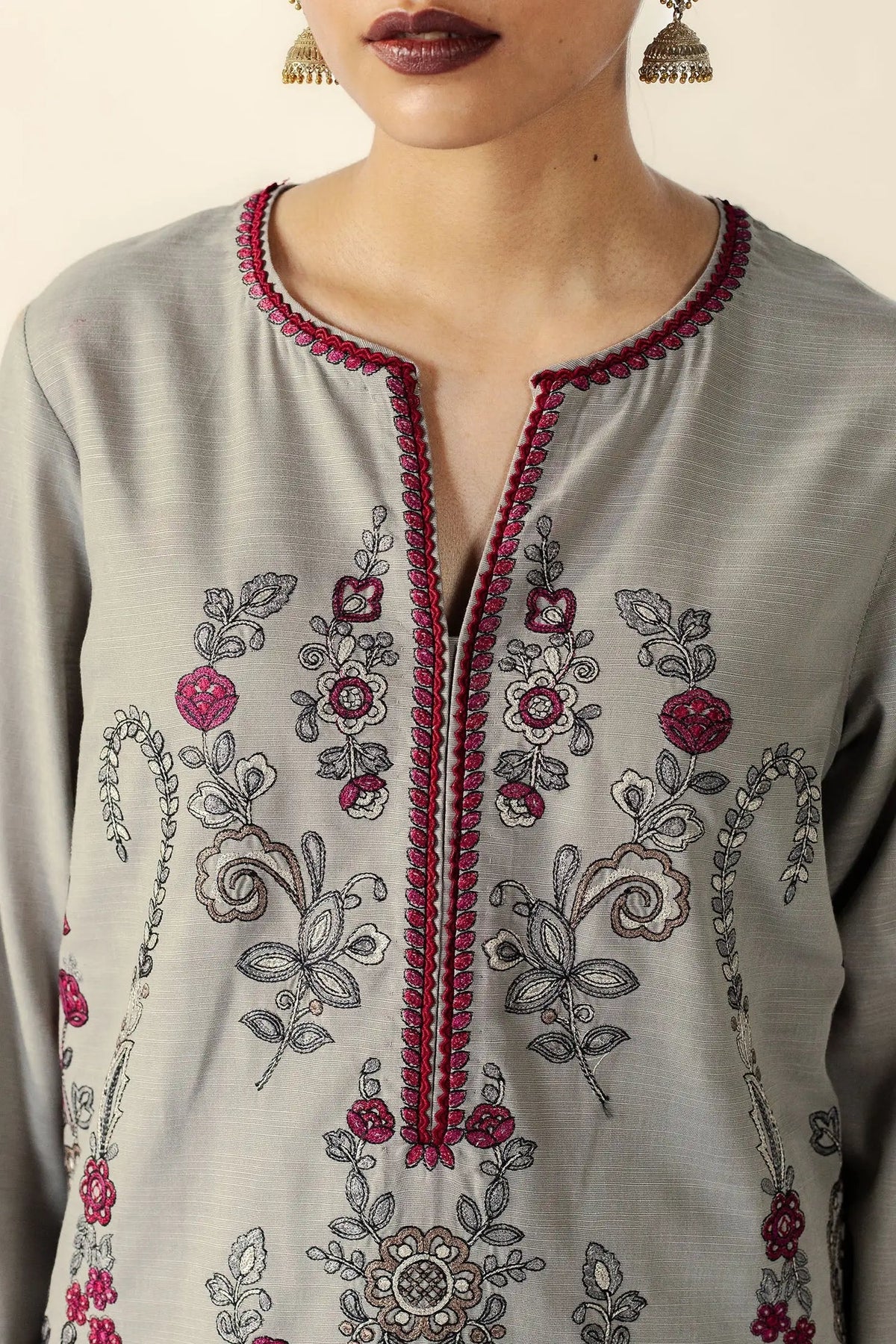 Unstitched Fully Embroidered Dhanak Suit With Embroidered Dhanak Shawl