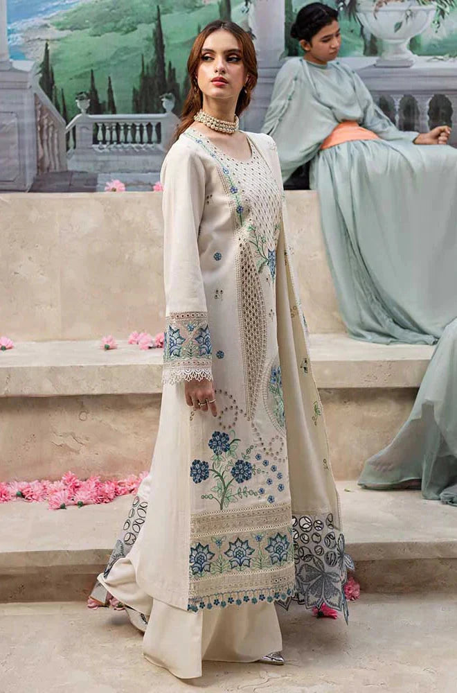 MR-2730 3 Piece -Unstitched Luxury Embroidered Lawn Fabric Embroidered Lawn Dupatta