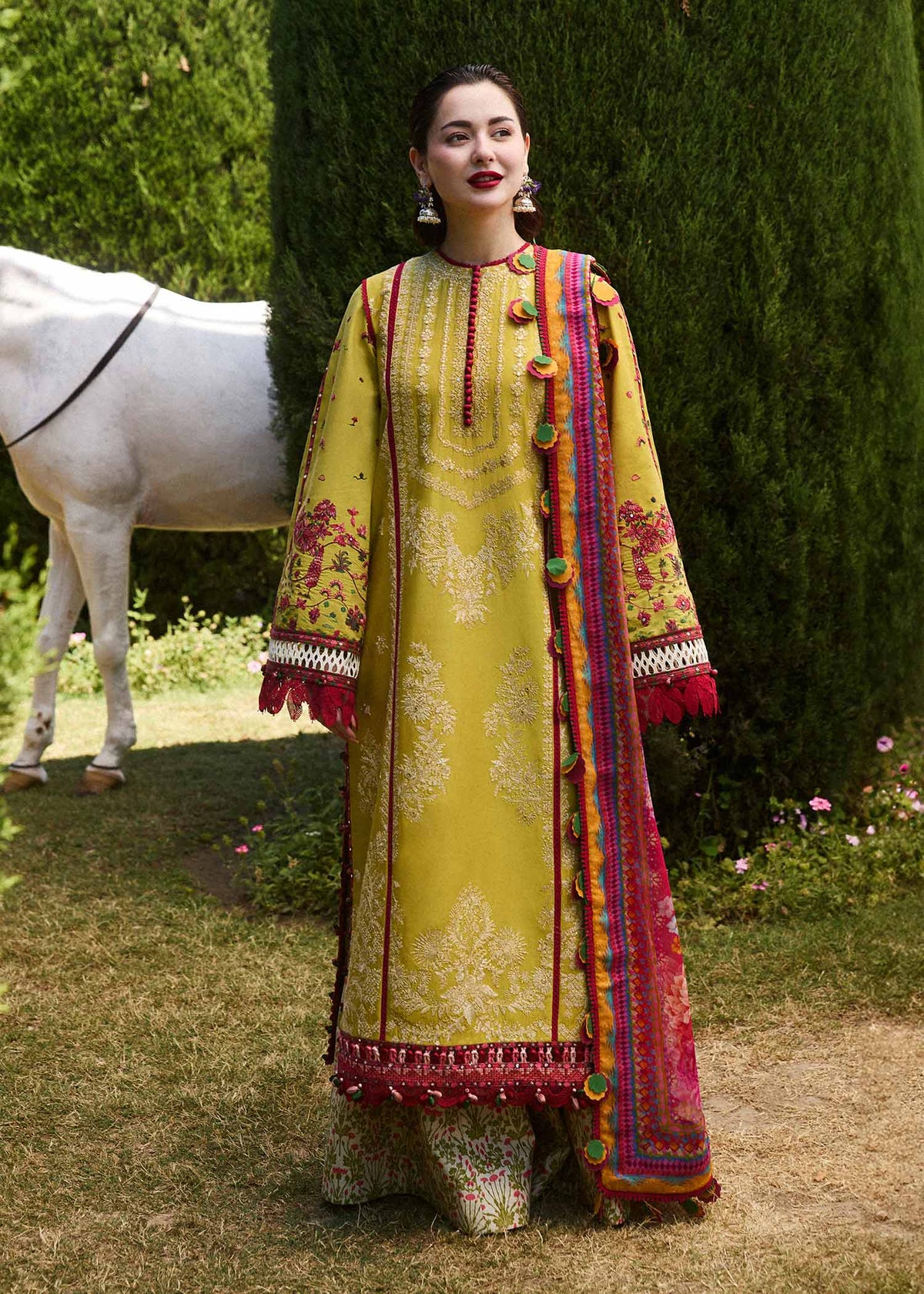Unstitched Fully Embroidered Dhanak Suit With Printed Shawl